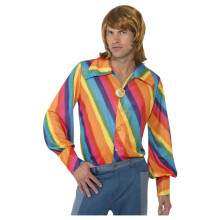 (L, Multicoloured) Smiffys Unisex Adult 1970s Rainbow Shirt