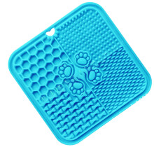 Sky Blue Pet Lick Mat, 20x20cm Soft Silicone, Non-slip, Relieves Choking