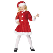 (10-12 Years, Red/White) Smiffys Girls Miss Santa Mini Costume Set