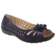 (5 UK, Navy Blue) Boulevard Womens/Ladies Punched Open Toe Flower Casual Shoes