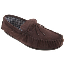 (13 UK, Dark Brown) Mokkers Mens Bruce Real Suede Moccasin Slippers