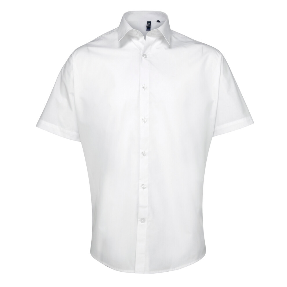 Premier (17, ) Mens Supreme Heavy Poplin Short Sleeve Work Shirt White