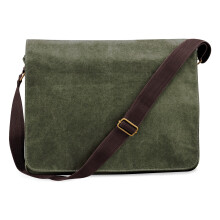 (One Size, Vintage Military Green) Quadra Vintage Canvas Despatch Bag - 14 Litres
