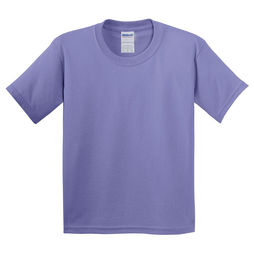 Gildan (Xl, Violet) Youth Unisex Heavy Cotton T-Shirt Multicoloured