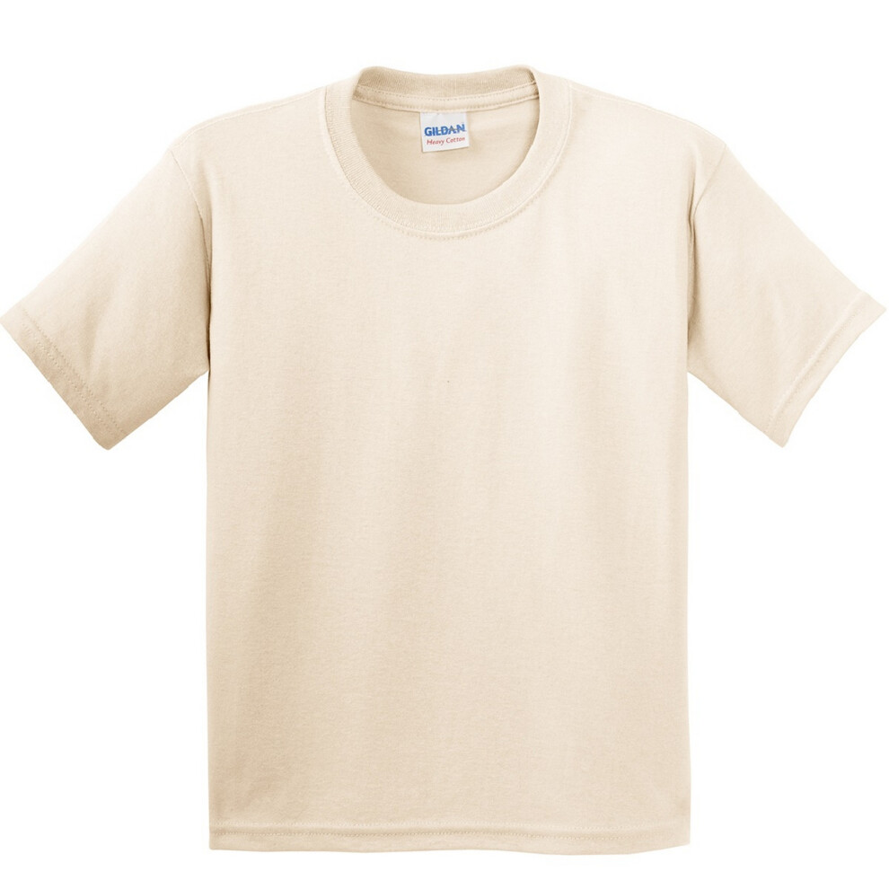 Gildan (Xs, Natural) Youth Unisex Heavy Cotton T-Shirt Multicoloured