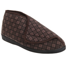 (8 UK, Brown) Comfylux Mens James Check Boot Slippers