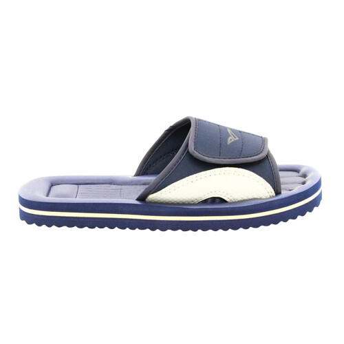 (43 EUR, Navy Blue/Grey) PDQ Mens Surfer Touch Fastening Beach Mule Pool Shoes