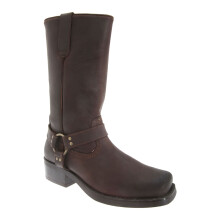 (12 UK, Dark Brown) Woodland Mens High Harley Western Harness Leather Boots