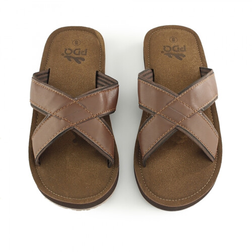 (11 UK, Brown) PDQ Mens Lightweight Crossover Mule Sandals 1