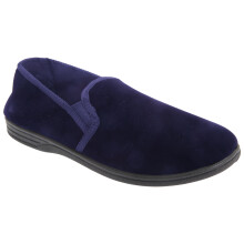 (13 UK, Navy Blue) Zedzzz Mens Ross Twin Gusset Velour Slippers