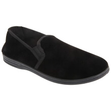 (13 UK, Black) Zedzzz Mens Ross Twin Gusset Velour Slippers