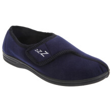 (8 UK, Navy Blue) Zedzzz Mens Connor Touch Fastening Velour Slippers