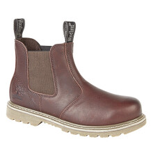 (12 UK, Dark Brown) Woodland Mens Tumbled Leather Gusset Chelsea Boots