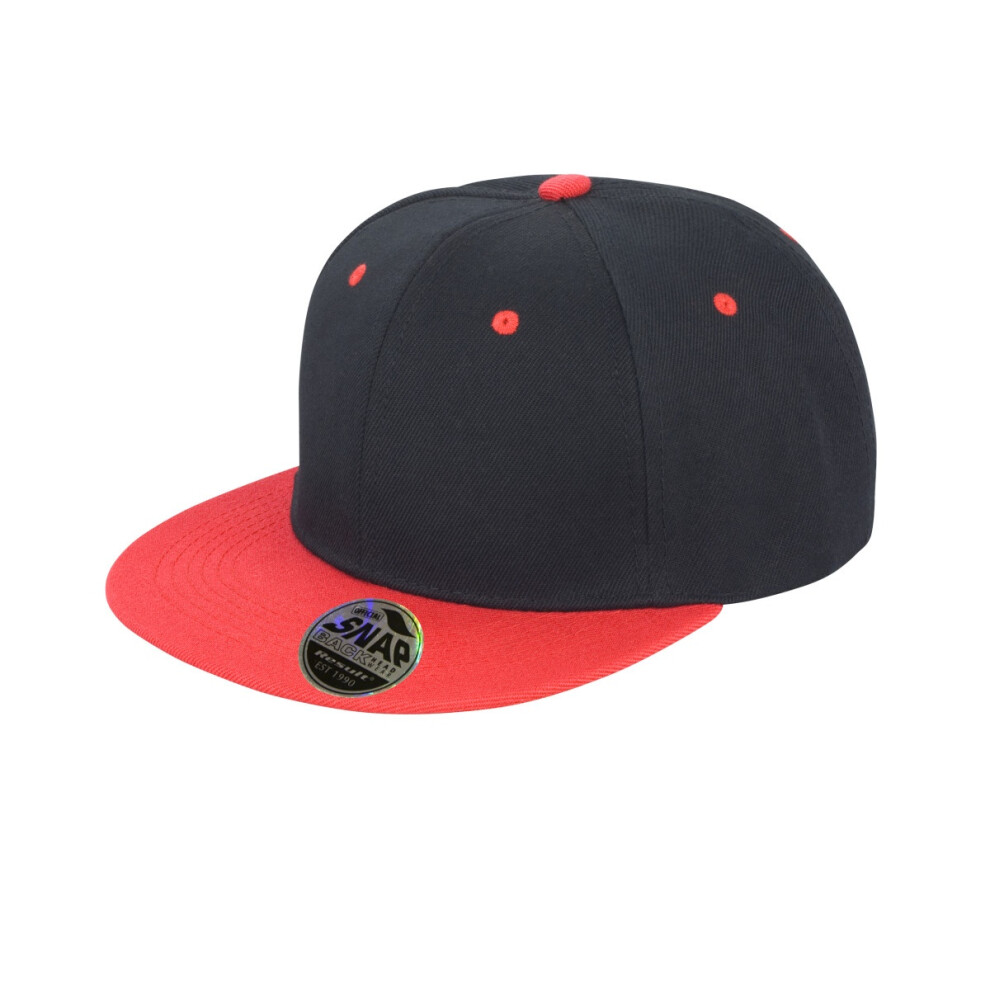 Result (One Size, /Red) Unisex Core Bronx Original Flat Peak Snapback Dual Colour Cap Black