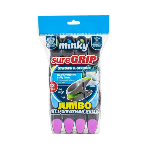 Minky Minky Sure Grip Jumbo Pegs 12pk