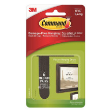 Command 17204BLK Medium Picture Hanging Strips Black 5.4kg 6pk