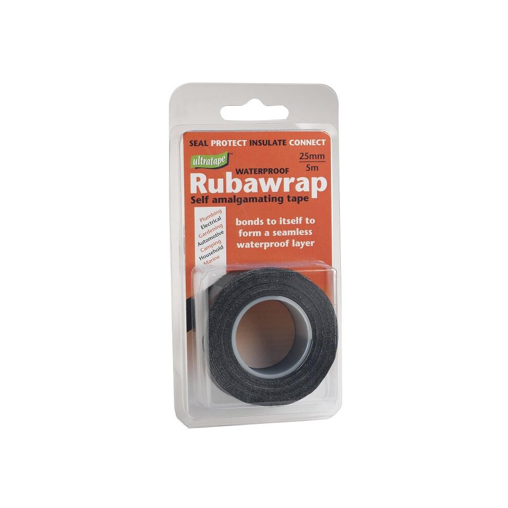 Ultratape Rubawrap Waterproof Self-Amalgamating Tape 25Mm X 5M Black 5063750890111