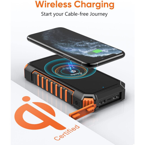 Φορητό Power Bank, ηλιακός φορτιστής 26800mAh με γρήγορη φόρτιση, ενσωματωμένα καλώδια 1