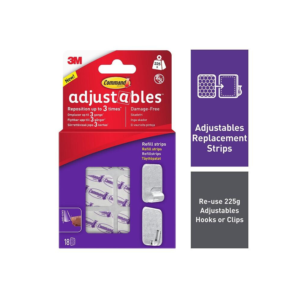 Command 17820-18Ukn Adjustables Repositionable Refill Strips 225G 18Pk 5063750895536