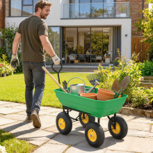 Outsunny 75L Garden Cart Trolley Dump Wheelbarrow Trailer Truck 4 Wheels Green