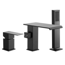 Badkraan - DUOKU - Romaine - Mat Zwart - Installatie 3 Gaten - Waterval Kraan