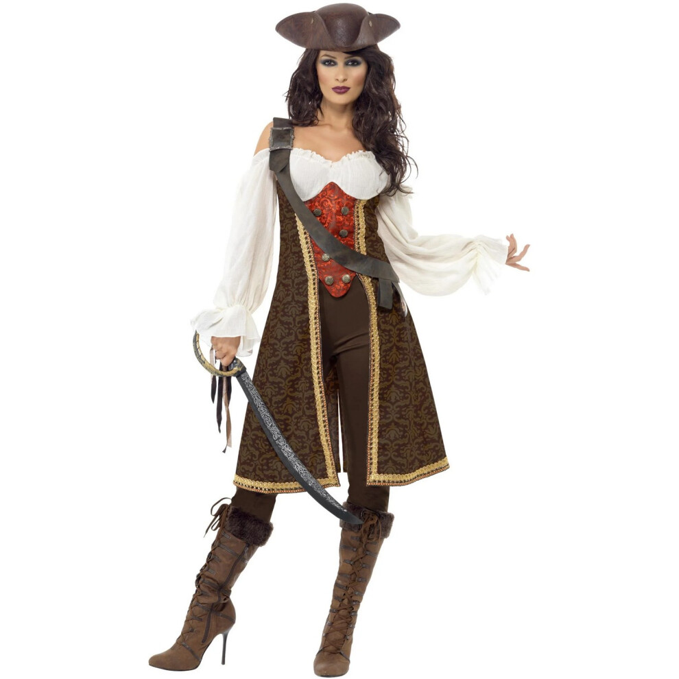 Smiffy's (L, Brown) Womens/Ladies Wench High Seas Pirate Costume Set