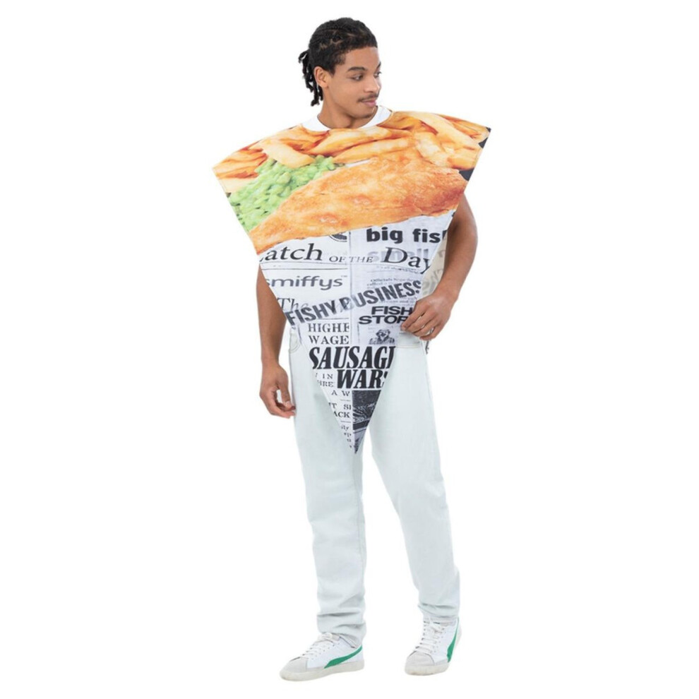 Smiffy's Unisex Adult Fish & Chips Costume Poncho Not,Specified