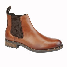 (12 UK, Tan) Roamers Mens Elgin Leather Ankle Boots