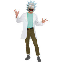 (S, Blue/White) Rick And Morty Unisex Adult Rick Costume Set