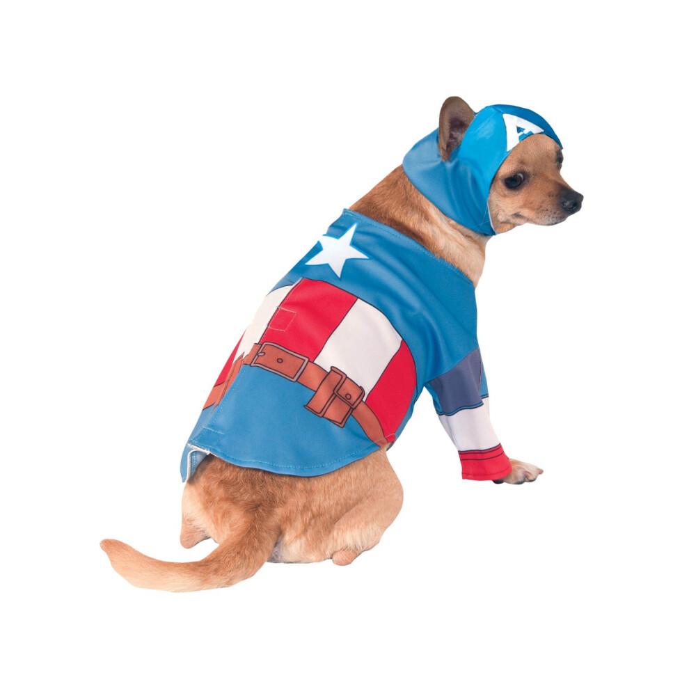 Captain America (M-17In-15In, Blue/Red/White) Star Dog Costume Red