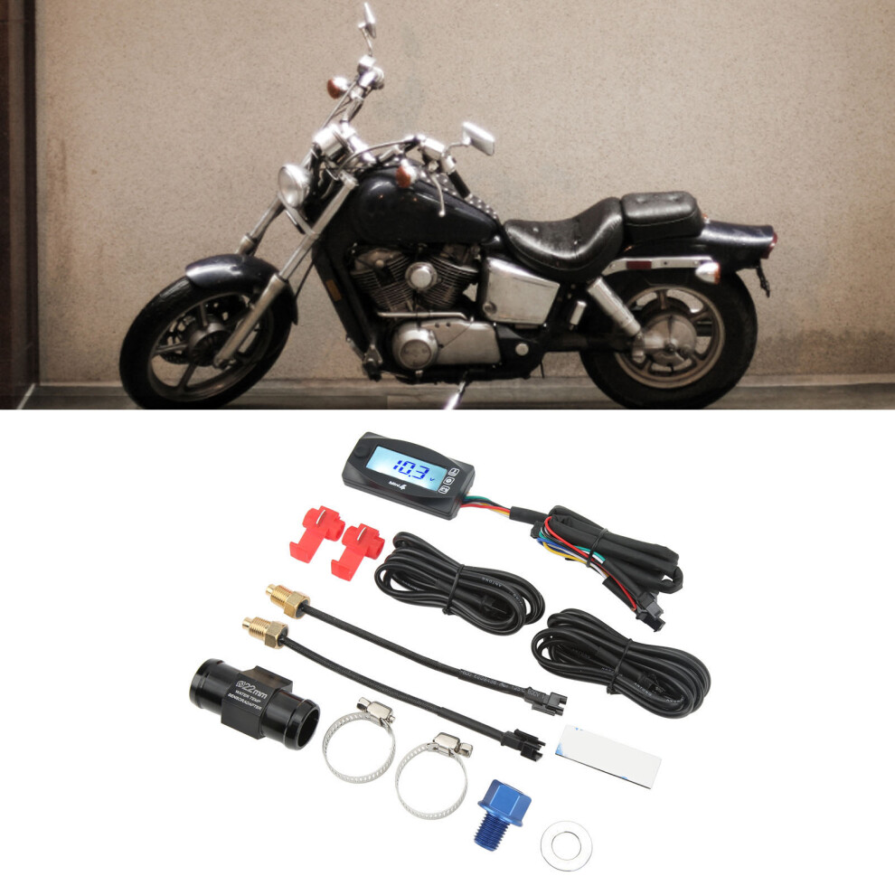 4-In-1 Motorcycle Lcd Gauge: Temp, Oil, Voltage, Time, Dc12v, Backlight Blue 4941371822784