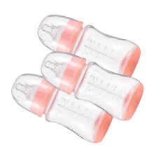 Set de 6 biberons pour bébé 300 ml Orange avec tétine en silicone et couvre-porte-bébé