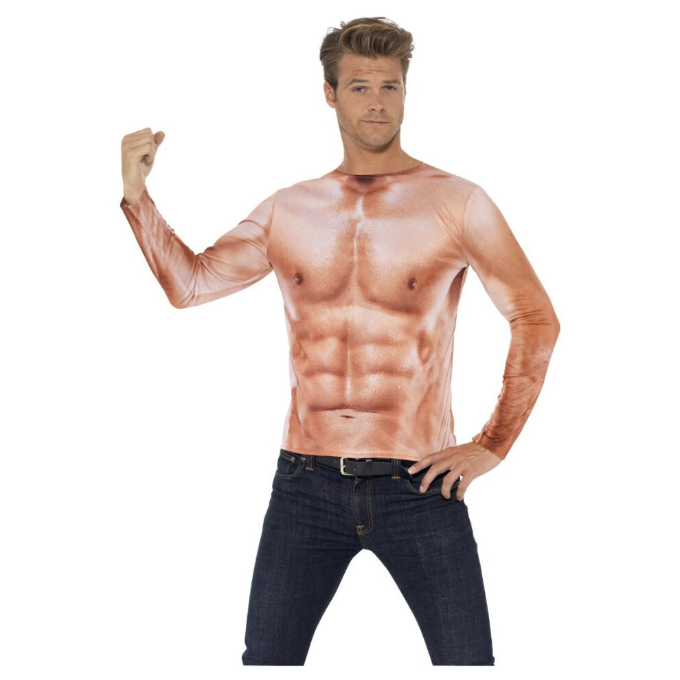 Smiffy's (L, Nude) Mens Realistic Muscle Top