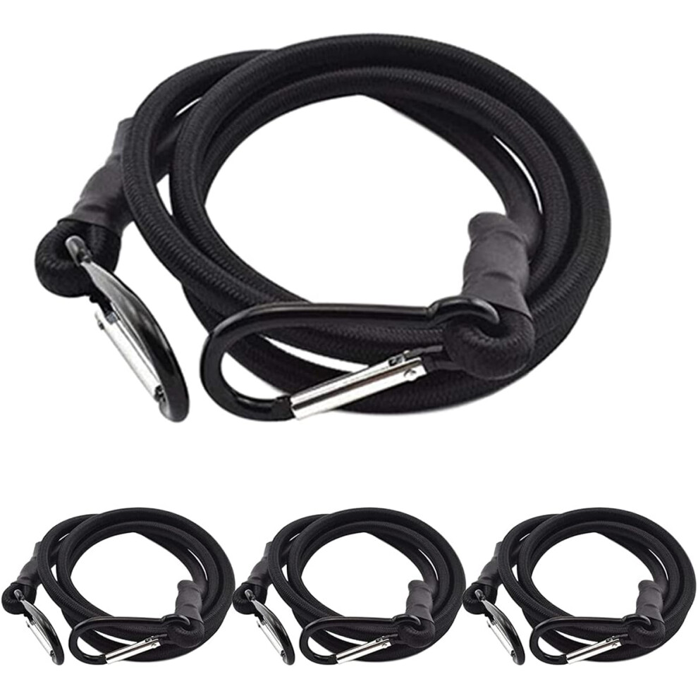 Heavy Duty Bungee Cords With Carabiner Hook, Durable Design Elastic Straps Weather Resistant For Securing Outdoor Equipment, Spring-Loaded Gate 9358999533223