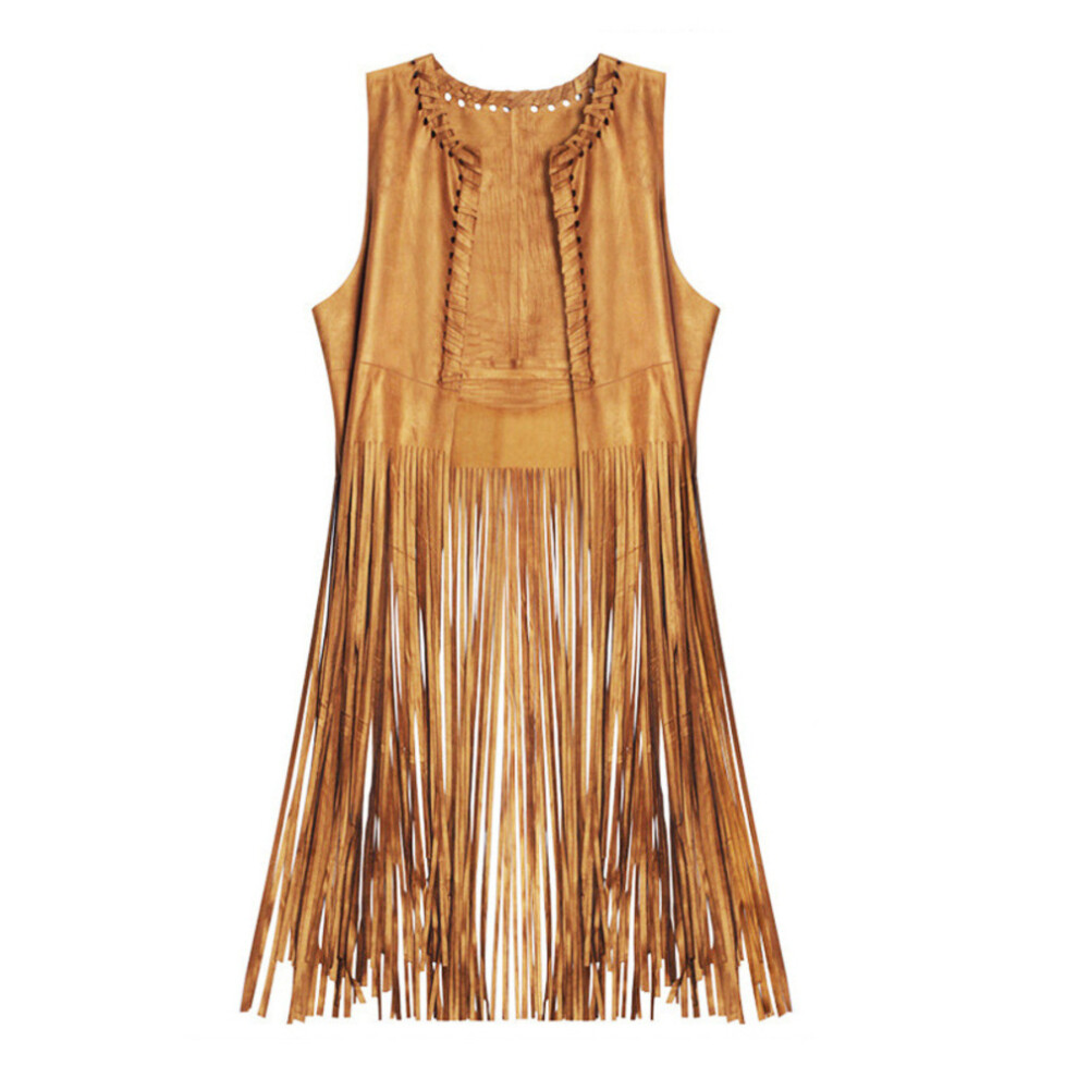 Tassel Vest for Women, Sleeveless Vest Cardigan with 60cm Fringes, Fringe Vest in Vintage Suede Fabric Open Front Vest for Hippie Costume Party,