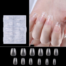 Ultra Thin Pre-Shaped Acrylic Nail Tips, Half Matte Half Clear with Enhanced Adhesion Long-Lasting, Quick Salon-Quality Manicures at Home