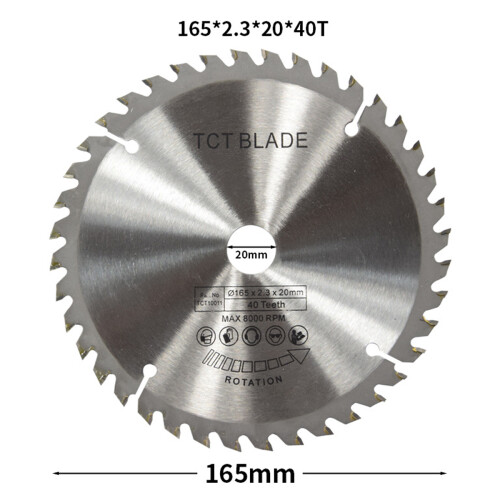 Circular Saw Blade for Precision, 165mm Diameter with Sharp 40 Cemented Carbide Teeth, High Performance Cutting Through Copper Iron, Robust