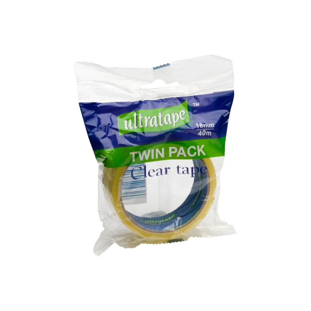 Ultratape Clear Tape 18Mm X 40M 2Pk 5063750897455