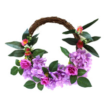 Dekorativer Blumenkranz, Frühlingskranz, Dekoration mit Rattanbasis und Seidenblüten, strapazierfähiges Canvas-Material, für Tür, Wand, Kamin,