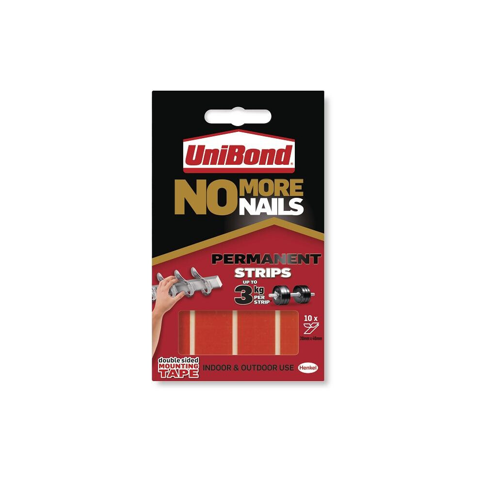 Unibond No More Nails Permanent Strips 10Pk