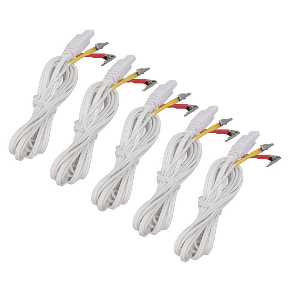 5Pcs White Clip Electrode Wires For Tens Machine, Copper Core Connectors 7901371831107