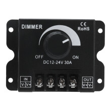 LED-dæmper, PWM-dæmpningscontroller til enkeltfarvede LED-striber, justerbar lysstyrke DC12V-24V30A PWM digital dæmper med trinløs betjening