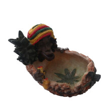 Gag Gift, Jamaican Rasta Man Resin Ashtray With Exquisite Design, Ideal For Smokers And Satisfaction Guaranteed