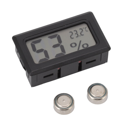 Black LCD Digital Thermometer Hygrometer, ABS, Lightweight, Battery Included 1