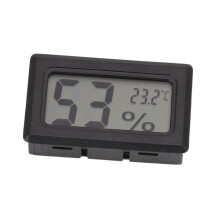 Black LCD Digital Thermometer Hygrometer, ABS, Lightweight, Battery Included