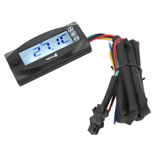 Motorcycle LCD Digital Voltage & Temperature Gauge with M16x1.5 Thread 2
