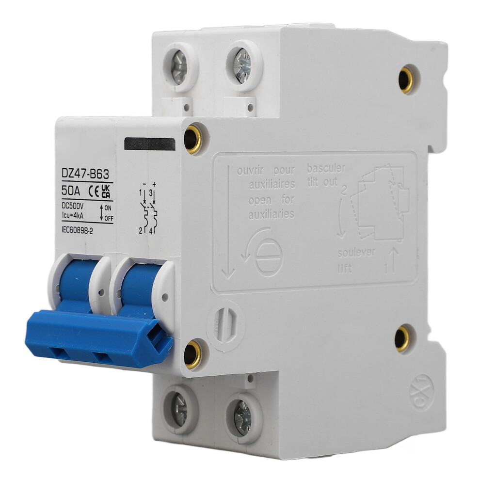 Dz47 B63 2P Mini Circuit Breaker 50A 500V Din Rail For Solar 4951371841326