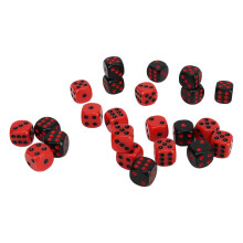 48 Stück wasserdichte 6-seitige Kunststoffwürfel Set Schwarz Rot 1,5cm