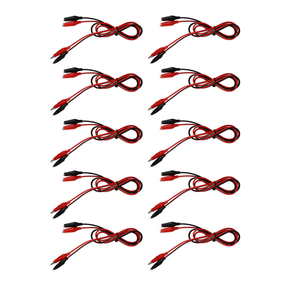 10Pcs Dual Ended Electrical Alligator Clips 1M Copper Pvc Test Leads 7901371846309