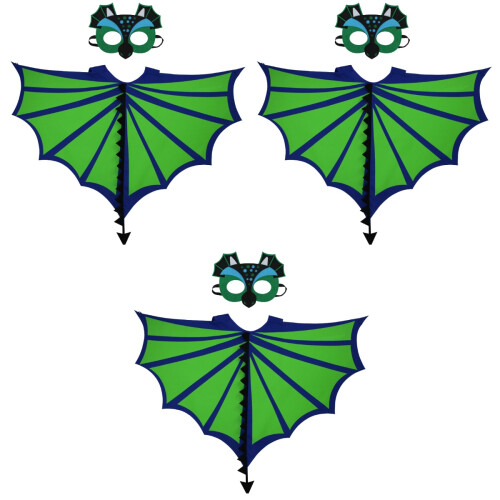 3Stk Kinder Cape Grün Cosplay Party Kostüm 2